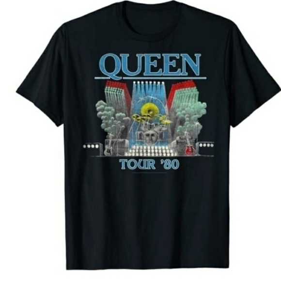 💜Queen 2018 Tour Black Short Sleeve‎ Graphic Band Tshirt Medium - Picture 1 of 5
